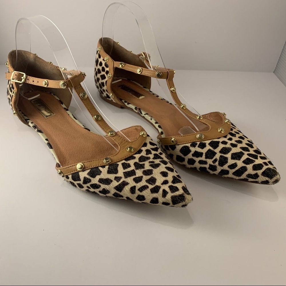 Animal Print T strap flats